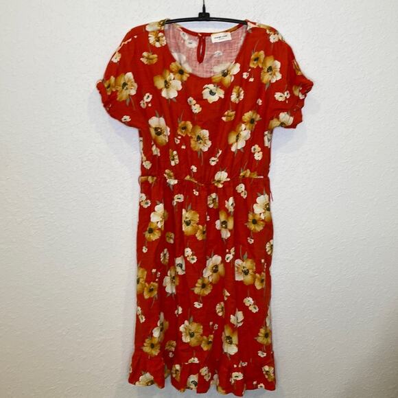 Orange Creek Los Angeles Floral Midi Dress Linen Boho Sz M Women’s Summer - Picture 1 of 10